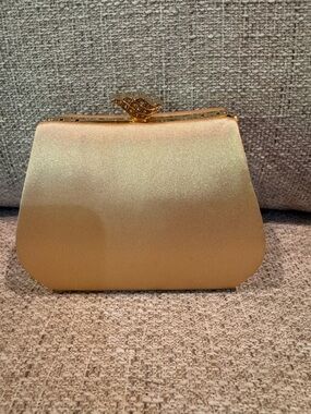 Gold Satin Evening Clutch Handbag WILL NOT FIT PHONE